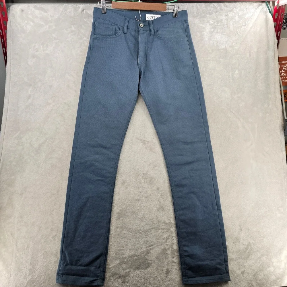 Gustin Bedford Cord Pants Mens 32 Blue Slim Fit Textured Trousers‎ Denim
